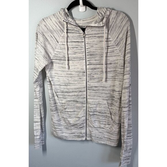 SO Womens Zip Up Knit Hoodie Large Light Heather Gray Lightweight Casual Pockets - Picture 1 of 11